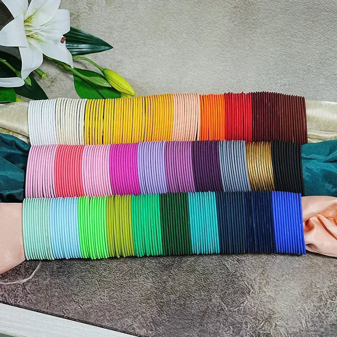 Premium Plain Metal Bangles Combo | Matte Finish for Women & Girls (Pack of 30 Dozen) - The Golden Cascade